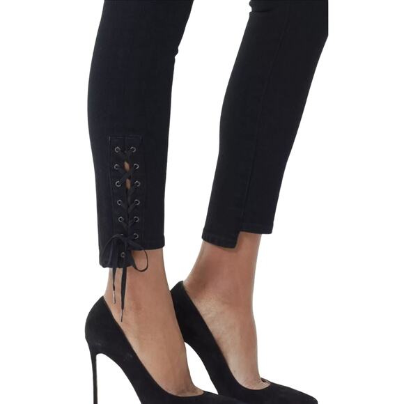 Citizens of Humanity Olivia High Rise Slim Ankle Lace Up Jeans US 28 Black Denim - Picture 16 of 16